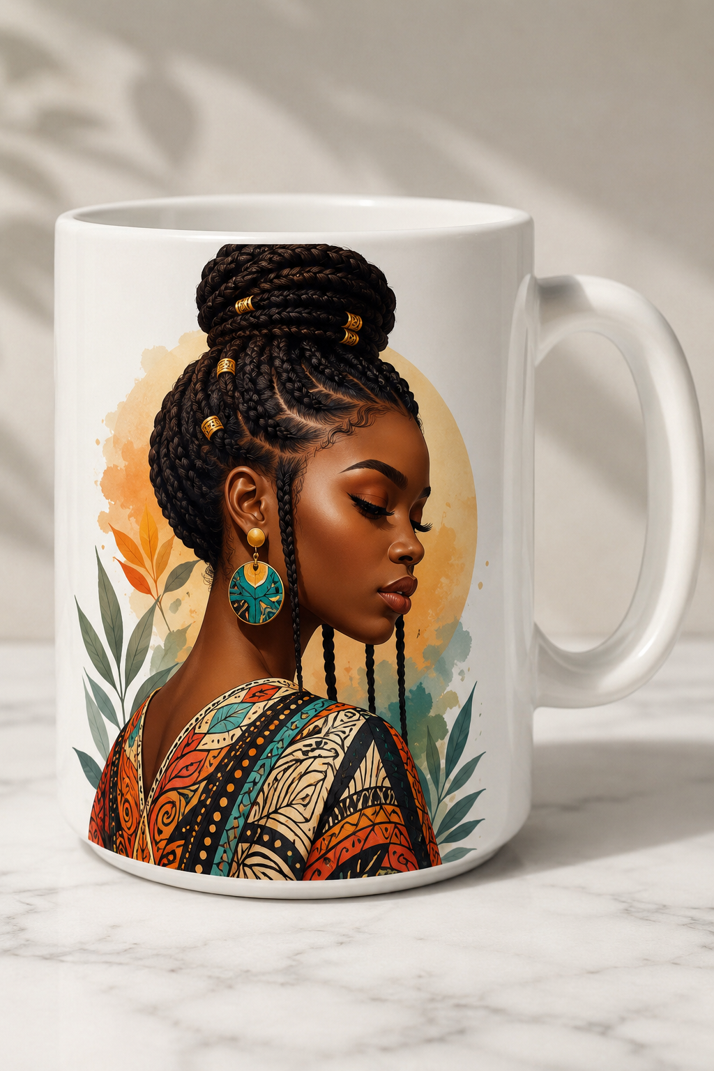 Ceramic mug with printed art